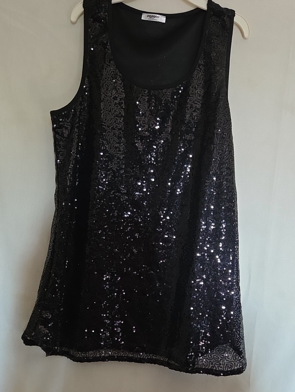 Black Sequin Sleeveless Tank Top